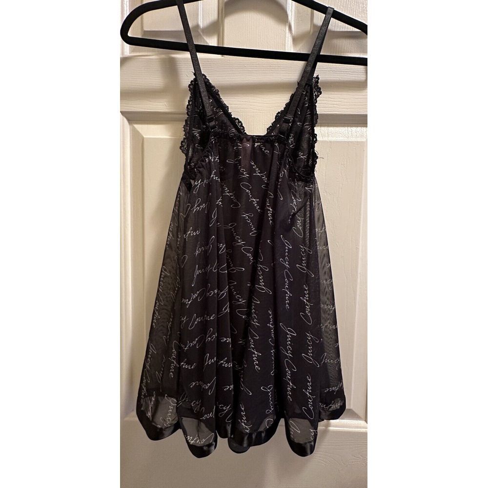 Black And Grey Juicy Couture Print Lace Babydoll Size L - Picture 2 of 3